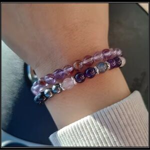 Clearance! OBSIDIAN LABRADORITE & ROSE QUARTZ YOGA MEDITATION BEADED BRACELET